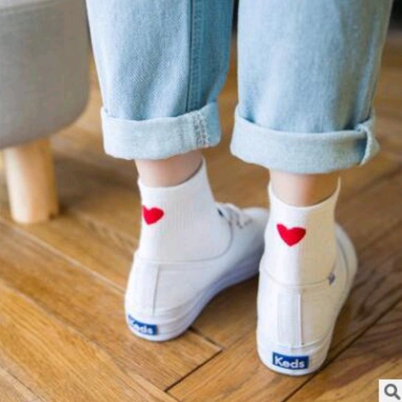 3 Pairs of Cute Heart Socks - White - Picture 2 of 2